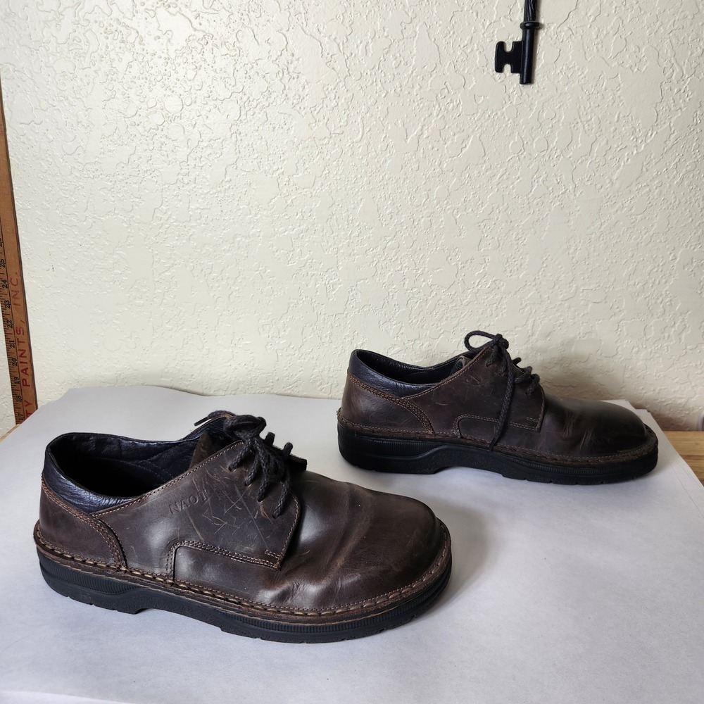 Naot Mens Chief Brown Distressed Leather Lace Up Derby Shoes Size 45